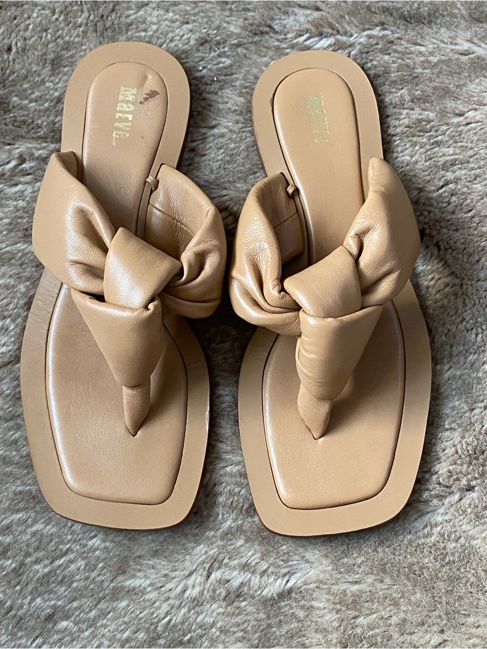 Maeve Knotted Toe-Post Sandals in Beige/Tan
